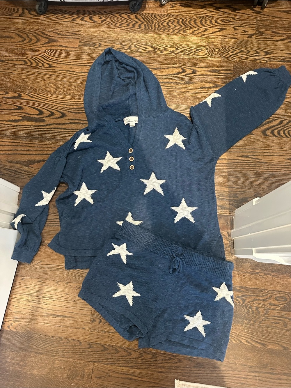 Vintage Havana Blue Star Hoodie Set with White Stars